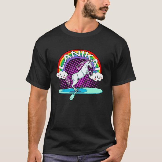 Lanikai Beach Hawaii Rainbow Unicorn Paddle Board  T-shirt (Voorkant)