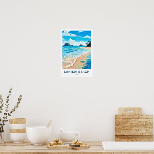 Lanikai Beach Hawaii Reisprint Poster (Keuken)