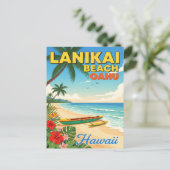 Lanikai Beach, Hawaii - Tropische kano Briefkaart (Staand voorkant)