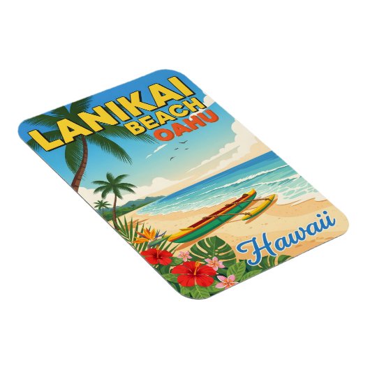 Lanikai Beach, Hawaii - Tropische kano Magneet (Rechterzijde)
