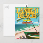 Lanikai-strand Hawaï reisposter Briefkaart (Voorkant / Achterkant)