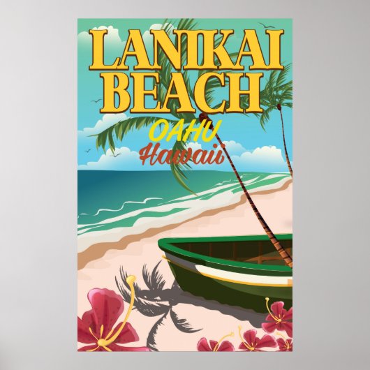 Lanikai-strand Hawaï reisposter Poster (Voorkant)