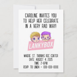 Lankybox Youtube Birthday Invitation Kaart