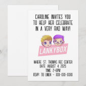 Lankybox Youtube Birthday Invitation Kaart (Voorkant / Achterkant)