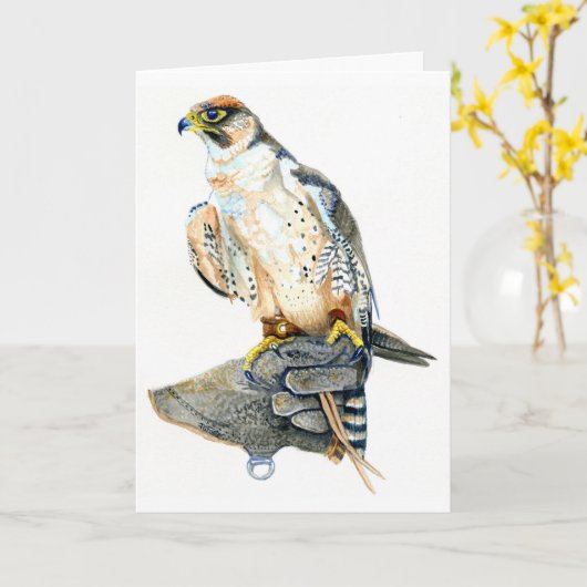 Lanner falcon verjaardag Kaart (Gele Bloem)