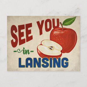 Lansing Michigan Apple - Vintage Travel Briefkaart