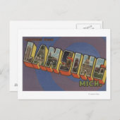 Lansing, Michigan - Grote letterscènes Briefkaart (Voorkant / Achterkant)