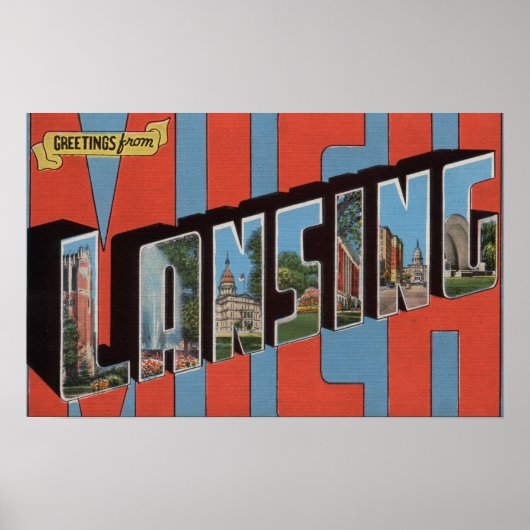 Lansing, Michigan - Grote letterscènes Poster (Voorkant)