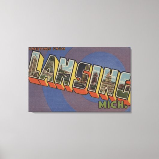 Lansing, Michigan - Large Letter Scenes 2 Canvas Afdruk (Voorkant)
