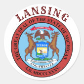 Lansing, Michigan Ronde Sticker (Voorkant)