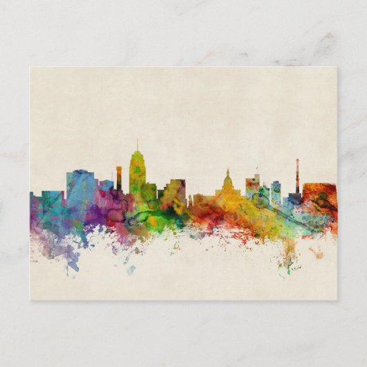 Lansing Michigan Skyline Briefkaart (Voorkant)