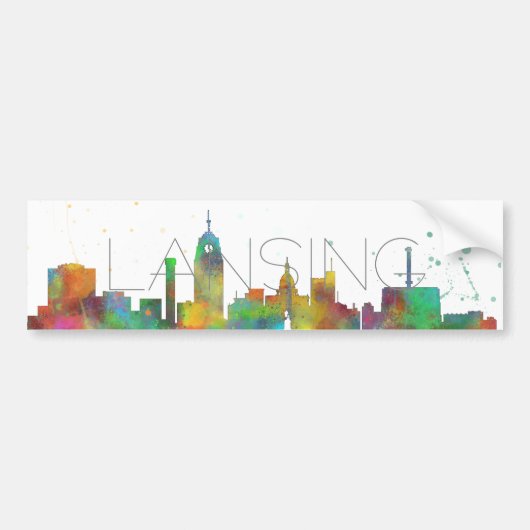 LANSING, MICHIGAN SKYLINE BUMPERSTICKER (Voorkant)