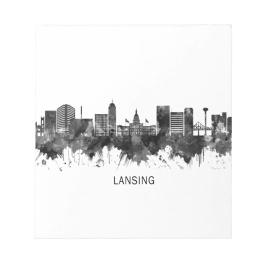 Lansing Michigan Skyline BW Notitieblok (Voorkant)