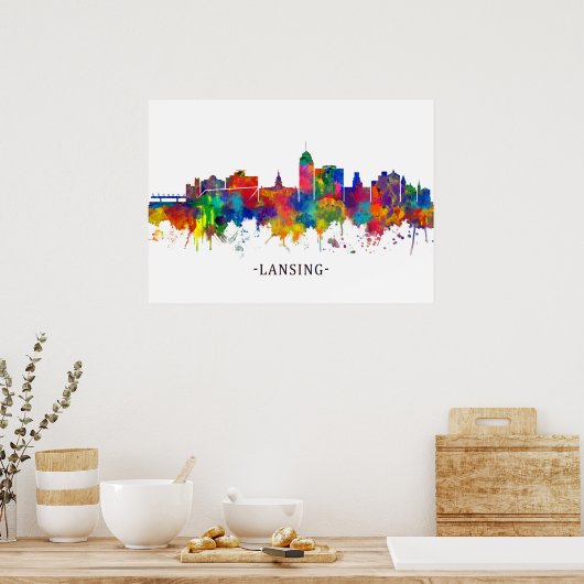 Lansing Michigan Skyline Poster (Keuken)