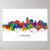 Lansing Michigan Skyline Poster (Voorkant)