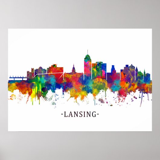 Lansing Michigan Skyline Poster (Voorkant)
