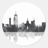 LANSING, MICHIGAN SKYLINE RONDE STICKER (Voorkant)