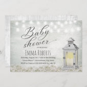 Lantaarn & Baby's Breath Bloem Rustieke Baby Showe Kaart (Voorkant / Achterkant)