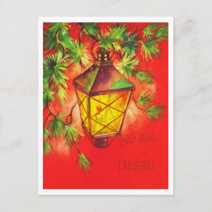 Lantaarn Beste Wensen Kerst Retro Jaren 50 Vintage Briefkaart