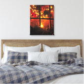 Lantaarn bij nacht canvas afdruk (Insitu (Slaapkamer))