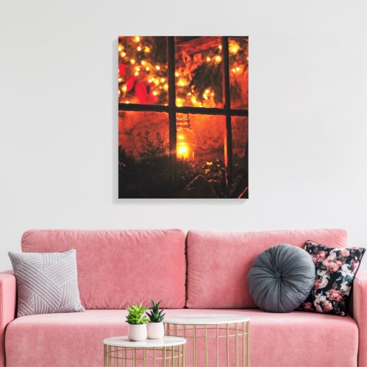 Lantaarn bij nacht canvas afdruk (Insitu (Woonkamer))