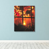 Lantaarn bij nacht canvas afdruk (Insitu (Houten vloer))