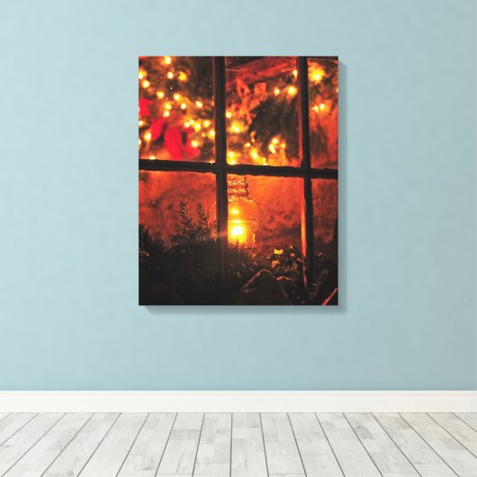 Lantaarn bij nacht canvas afdruk (Insitu (Houten vloer))