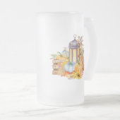 Lantaarn, Blauwe Vogel en Zonnebloemen Matglas Bierpul (Voorkant rechts)