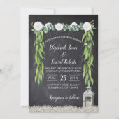 Lantaarn Boho Botanical Floral Chalkboard Wedding Kaart (Voorkant)