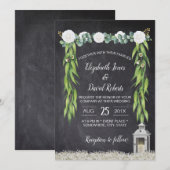 Lantaarn Boho Botanical Floral Chalkboard Wedding Kaart (Voorkant / Achterkant)