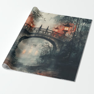 Lantaarn Brug Maneschijn Aquarel Cadeaupapier