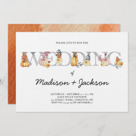 Lantaarn Bruiloft Waterverf Najaarsuitnodiging Kaart