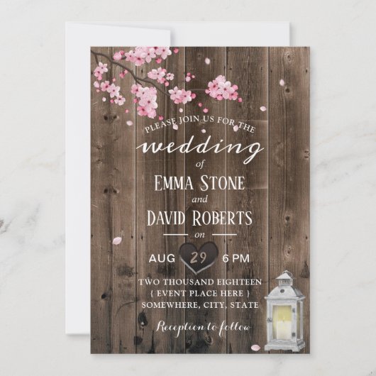  Lantaarn Cherry Blossom Floral Barn Wedding Kaart (Voorkant)