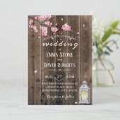  Lantaarn Cherry Blossom Floral Barn Wedding Kaart (Staand voorkant)