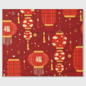 Lantaarn Chinees nieuwjaarspatroon Cadeaupapier (Vlak)