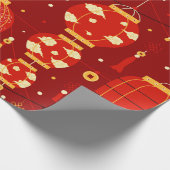 Lantaarn Chinees nieuwjaarspatroon Cadeaupapier (Hoek)