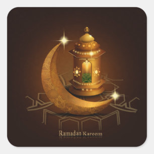 Lantaarn Crescent< Ramadan kareem > Vierkante Sticker
