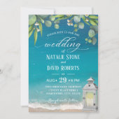  Lantaarn Elegant Foliage Beach Wedding Kaart (Voorkant)
