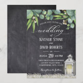 Lantaarn Elegant Foliage Chalkboard Wedding Kaart (Voorkant / Achterkant)