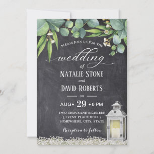  Lantaarn Elegant Foliage Chalkboard Wedding Kaart