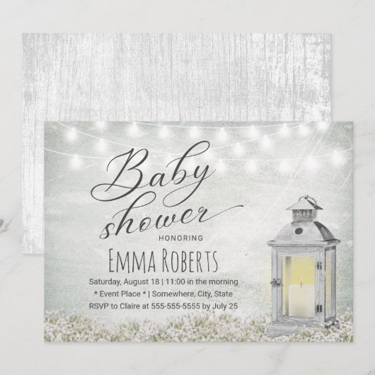 Lantaarn en babyflessenrijk Baby shower Kaart (Voorkant / Achterkant)