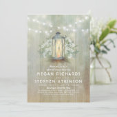 Lantaarn en baby's adem rustieke repetitie diner kaart (Staand voorkant)