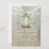 Lantaarn en baby's adem rustieke zomer bruiloft kaart (Voorkant)
