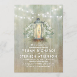 Lantaarn en Baby's Breath Rustic Engagement Party Kaart