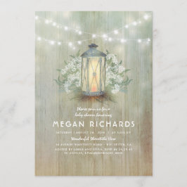 Lantaarn en Baby's Breath Rustiek Baby shower Kaart