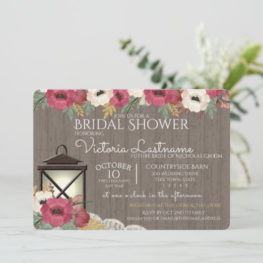 Lantaarn en bloemen Bourgogne Vrijgezellenfeest Kaart (Staand voorkant)