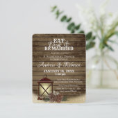 Lantaarn en dennenappels repetitie diner kaart (Staand voorkant)