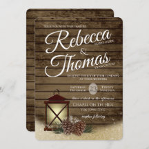 Lantaarn en dennenappels rustieke winter bruiloft