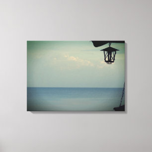 Lantaarn en het zee Foto Stretched Canvas Print