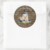  Lantaarn en marineblauw Rustic Barn Wedding Ronde Sticker (Tas)